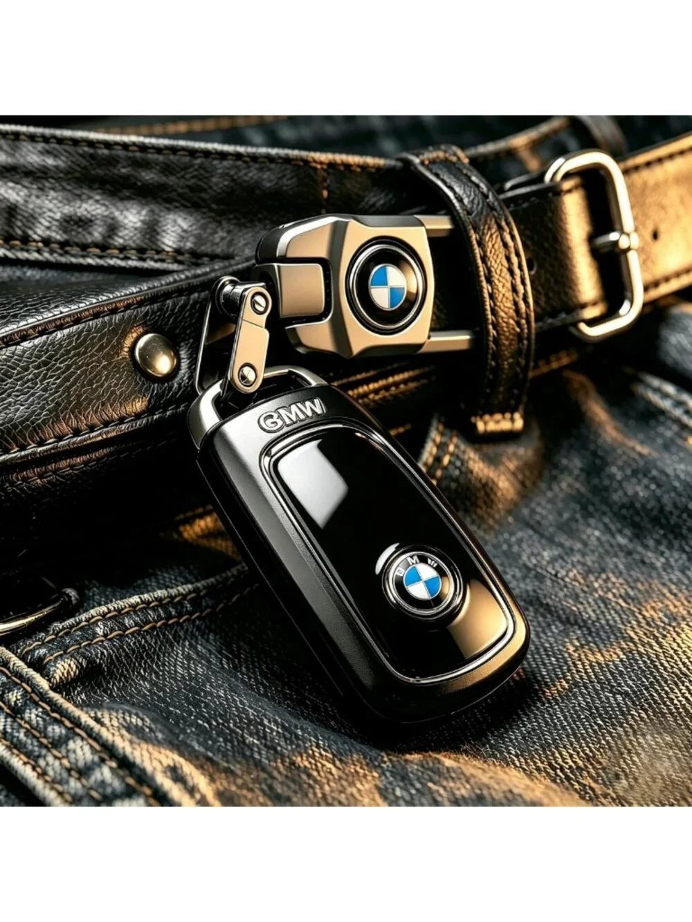 Premium Zinc Alloy Car Keychain, 360° Rotating Key Ring, Durable Key Holder for